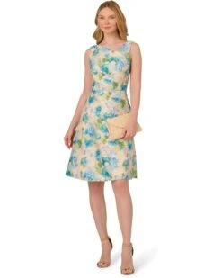 Adrianna Papell Asymmetrical Jacquard Midi Dress | Dresses