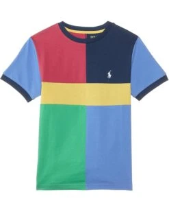 Polo Ralph Lauren Kids Color-Blocked Cotton Jersey Tee (Big Kid) | Shirts & Tops