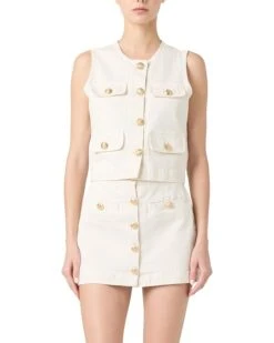 Blank NYC Denim Vest with Gold Buttons | Coats & Outerwear