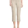 Elliott Lauren Pull On Crop Cargo Pocket Pants With Slanted Pockets Rivets Detail