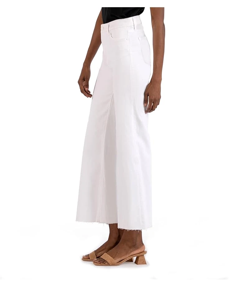 KUT from the Kloth Petite Meg High-Rise Fab AB Wide Leg Raw Hem in Optic White | Jeans 4 KUT from the Kloth Petite Meg High-Rise Fab AB Wide Leg Raw Hem in Optic White | Jeans - Image 2