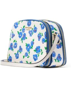 Kate Spade New York Devin Springtime Blooms Embossed Saffiano Leather Double Zip Dome Crossbody | Handbags