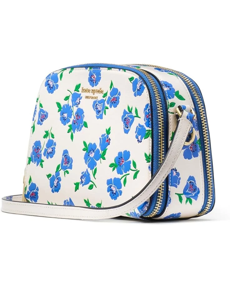 Kate Spade New York Devin Springtime Blooms Embossed Saffiano Leather Double Zip Dome Crossbody | Handbags 3 Kate Spade New York Devin Springtime Blooms Embossed Saffiano Leather Double Zip Dome Crossbody | Handbags