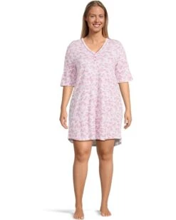 Karen Neuburger Plus Size Elbow Sleeve Henley Sleepshirt | Sleepwear