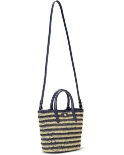 Lauren Ralph Lauren Striped Straw Medium Brie Tote Bag | Handbags
