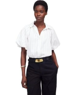 Madewell Bubble Sleeve Top - Mid Wt Poplin | Shirts & Tops