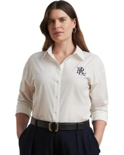 Lauren Ralph Lauren Plus Size Kotta Long Sleeve Button Front Shirt | Shirts & Tops -Shoe Vogue Shop 71 LUCurdDL. AC SR736920