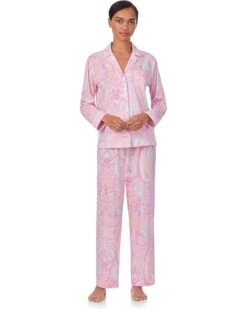 Lauren Ralph Lauren Long Sleeve Woven Notch Pj Set | Sleepwear -Shoe Vogue Shop 712o7TZyfoL. AC SR736920