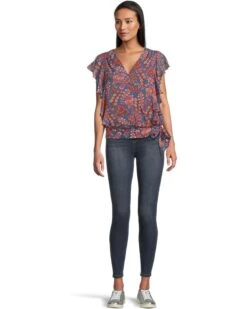 Liverpool Los Angeles Short Sleeve Ruffle Sleeve Draped Front Woven Blouse | Shirts & Tops -Shoe Vogue Shop 714C1Po9cDL. AC SR736920