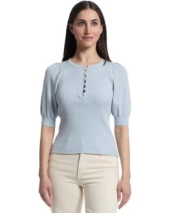 Lilla P Elbow Sleeve Henley Sweater | Sweaters