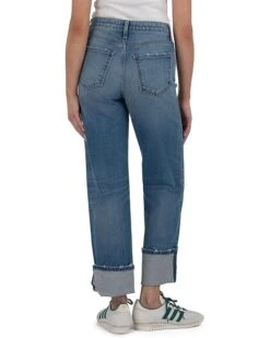 KUT from the Kloth Petite Sienna High-Rise Wide Leg Roll-Up 5" in Cuddle | Jeans -Shoe Vogue Shop 71FyjTNMoLL. AC SR736920