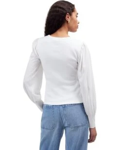 Madewell Puff Sleeve Woven Mixy Long Sleeve | Shirts & Tops -Shoe Vogue Shop 71HU3UevbuL. AC SR736920