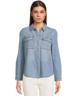 Liverpool Los Angeles Denim Shirt With Patch Pockets | Shirts & Tops