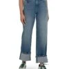 KUT from the Kloth Petite Sienna High-Rise Wide Leg Roll-Up 5" in Cuddle | Jeans