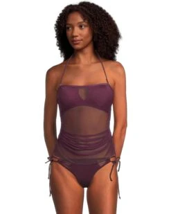 BECCA Muse Hadlee Bandeau Mesh Overlay Tankini Top | Swimwear