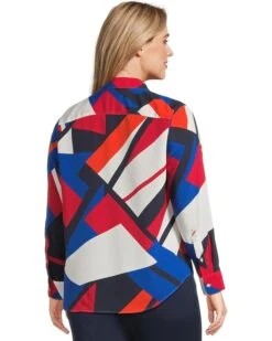 Lauren Ralph Lauren Plus Size Classic Fit Print Crepe Shirt | Shirts & Tops -Shoe Vogue Shop 71PERDcNKfL. AC SR736920