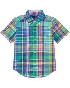 Polo Ralph Lauren Kids Gingham Cotton Poplin Short-Sleeve Shirt (Big Kid) | Shirts & Tops