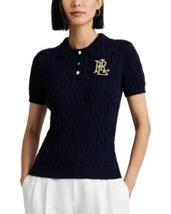 Lauren Ralph Lauren Cable-Knit Cotton Polo Sweater | Shirts & Tops