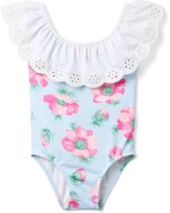Janie and Jack Floral Eyelet One-Piece Swim (Toddler/Little Kid/Big Kid) | Swimwear