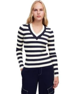 Madewell Stripe V-Neck Arden Merino Stretch | Sweaters