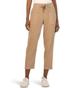 KUT from the Kloth Petite Rosalie - Drawstring Pants with Porkchop Pockets in Khaki | Jeans