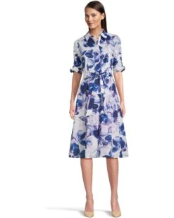 Calvin Klein Cotton Floral Tie Waist | Dresses