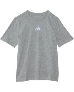 adidas Kids Small Embroidered Logo Heather Tee (Big Kids) | Shirts & Tops