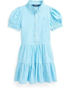 Polo Ralph Lauren Kids Striped Tiered Linen-Cotton Dress (Toddler/Little Kid) | Dresses