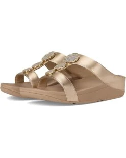 FitFlop Halo Bead-Circle Metallic H-Bar Slides | Sandals