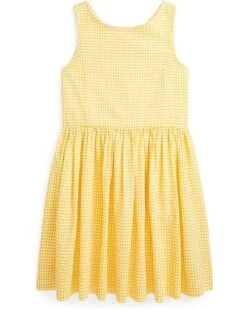 Polo Ralph Lauren Kids Gingham Cotton Seersucker Dress (Big Kid) | Dresses
