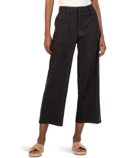 KUT from the Kloth Petite Topaz-Wide Leg Pant With Porkchop Pockets in Black | Jeans