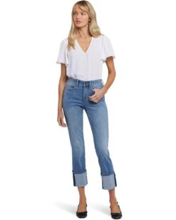 NYDJ Marilyn Straight with Cuff Jeans in Barcelona Breeze
