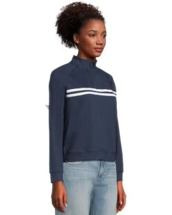Barefoot Dreams Malibu Collection® 1/2 Zip Pullover W/ Stripes | Sweaters -Shoe Vogue Shop 71wj8S37HRL. AC SR736920