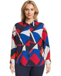 Lauren Ralph Lauren Plus Size Classic Fit Print Crepe Shirt | Shirts & Tops