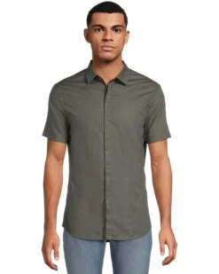 Armani Exchange Short Sleeve Slim Fit Micro Print Shirt | Shirts & Tops