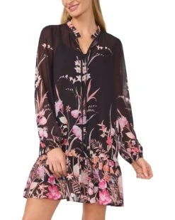 CeCe Long Sleeve Printed Dress With Tie Front | Dresses -Shoe Vogue Shop 818ewEHKmL. AC SR736920