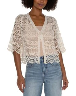 Liverpool Los Angeles Short Sleeve Lace Bolero | Shirts & Tops