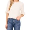 CeCe Elbow Sleeve Ruffle Cuff Crew Neck Blouse | Shirts & Tops