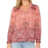 Liverpool Los Angeles Long Sleeve V-neck Popover Woven Blouse | Shirts & Tops