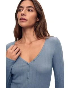 Eberjey Pointelle V-Neck Henley | Sleepwear -Shoe Vogue Shop 81IncKQaOrL. AC SR736920