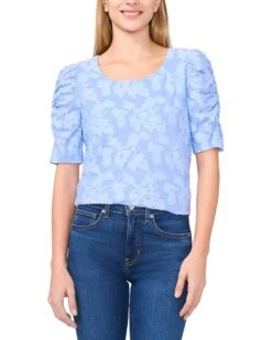 CeCe Crew Neck Ruched Elbow Sleeve Top | Shirts & Tops