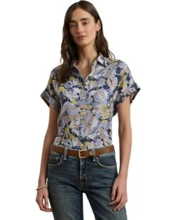 Lauren Ralph Lauren Petite Broono Short Sleeve Button Front Shirt | Shirts & Tops