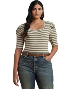 Lauren Ralph Lauren Plus Size Dalmaz Mid Sleeve T-Shirt | Shirts & Tops