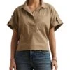 Lauren Ralph Lauren Cotton Blend Short Sleeve Camp Shirt | Shirts & Tops