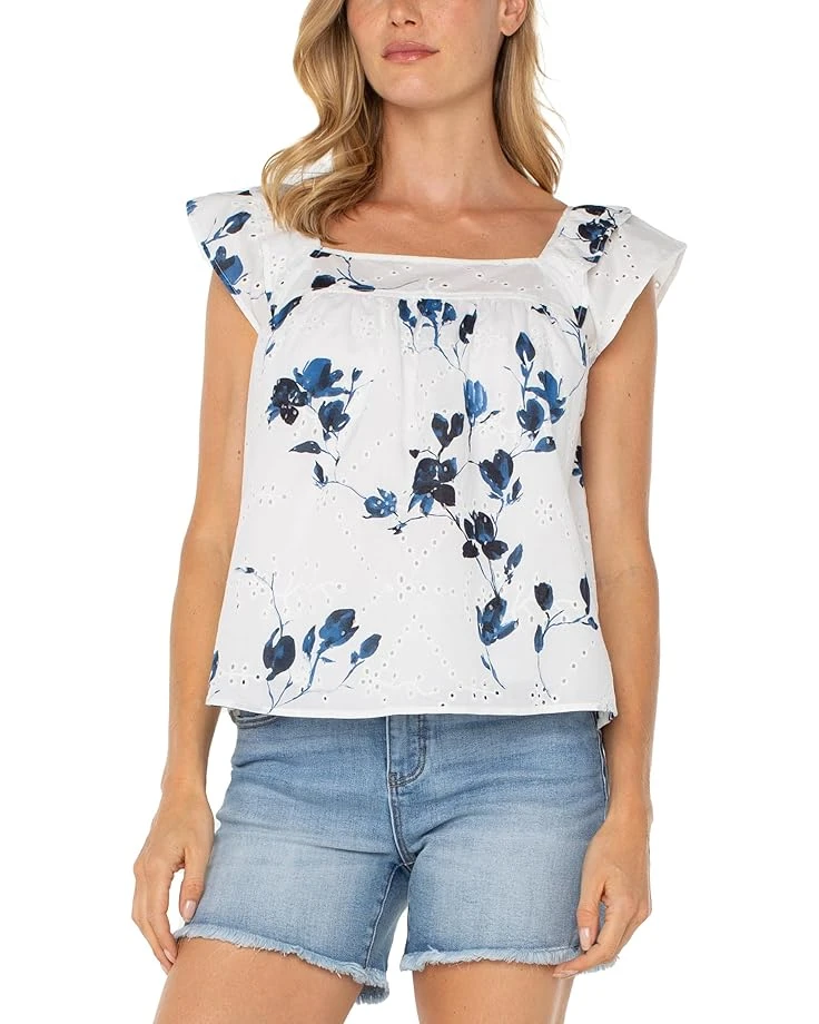 Liverpool Los Angeles Short Sleeve Square Neck Woven Blouse | Shirts & Tops 3 Liverpool Los Angeles Short Sleeve Square Neck Woven Blouse | Shirts & Tops