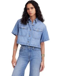 Madewell Boxy Cropped Short Sleeve Shirt In Altoona | Shirts & Tops