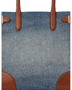 Lauren Ralph Lauren Leather-trim Denim Medium Devyn Tote Bag | Handbags -Shoe Vogue Shop A1o8rTxXSrL. AC SR736920